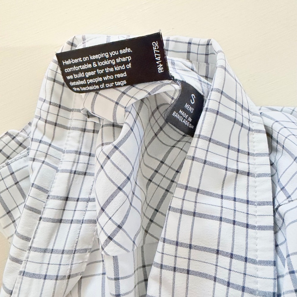 Truewerk B1 Sun Shirt Mens Small White Navy Grid Check Button Down Workwear - Picture 7 of 7